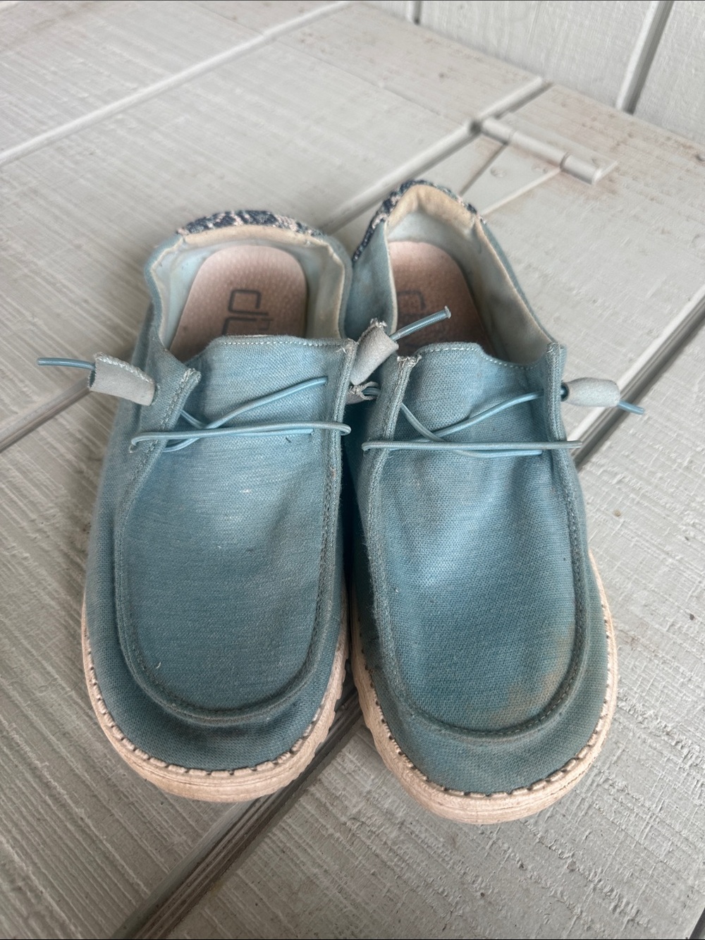 Hey Dude Women's Light Blue Canvas Slip-Ons